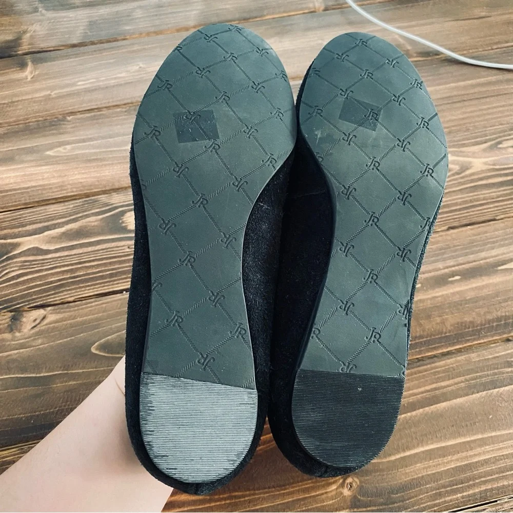 Jack Rogers Reese Suede Anchored Nautical Embroidered Ballet‎ Flats Black Size 6 - Picture 6 of 8